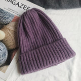 New Candy Colors Winter Hat Women Knitted Hat Warm Soft Trendy Hat Kpop Style Wool Beanie Elegant All-match Hat