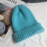 New Candy Colors Winter Hat Women Knitted Hat Warm Soft Trendy Hat Kpop Style Wool Beanie Elegant All-match Hat