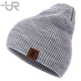 1 Pcs Hat PU Letter True Casual Beanies for Men Women Warm Knitted Winter Hat Fashion Solid Hip-hop Beanie Hat Unisex Cap