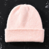 2017 New Winter Hat for Women Rabbit Cashmere Knitted Beanies Thick Warm Vogue Ladies Wool Angora Hat Female Beanie Hats