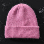 2017 New Winter Hat for Women Rabbit Cashmere Knitted Beanies Thick Warm Vogue Ladies Wool Angora Hat Female Beanie Hats