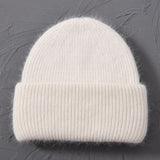 Casual Women's Hats Cashmere Wool Knitted Beanies Autumn Winter Brand New Three Fold Thick 2020 Knitted Girls Skullies Beanies