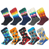 Classic Hot Sale Men Socks Casual Gentleman High Quality Color Puzzle happy Socks Business Party Dress Cotton Socks for Men