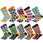 Classic Hot Sale Men Socks Casual Gentleman High Quality Color Puzzle happy Socks Business Party Dress Cotton Socks for Men