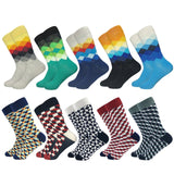 Classic Hot Sale Men Socks Casual Gentleman High Quality Color Puzzle happy Socks Business Party Dress Cotton Socks for Men