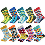 Classic Hot Sale Men Socks Casual Gentleman High Quality Color Puzzle happy Socks Business Party Dress Cotton Socks for Men